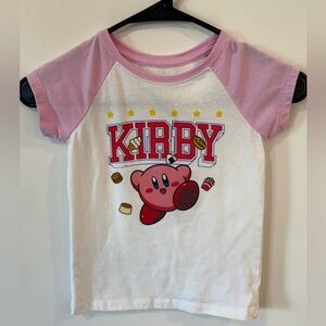 Nintendo Kirby Graphic Tee Girls Size 5 Pink Raglan Shirt
